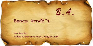 Bencs Arnót névjegykártya